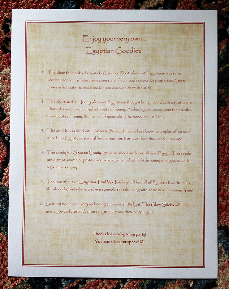 DIY Goody Bags | How to throw an Egyptian-themed birthday party