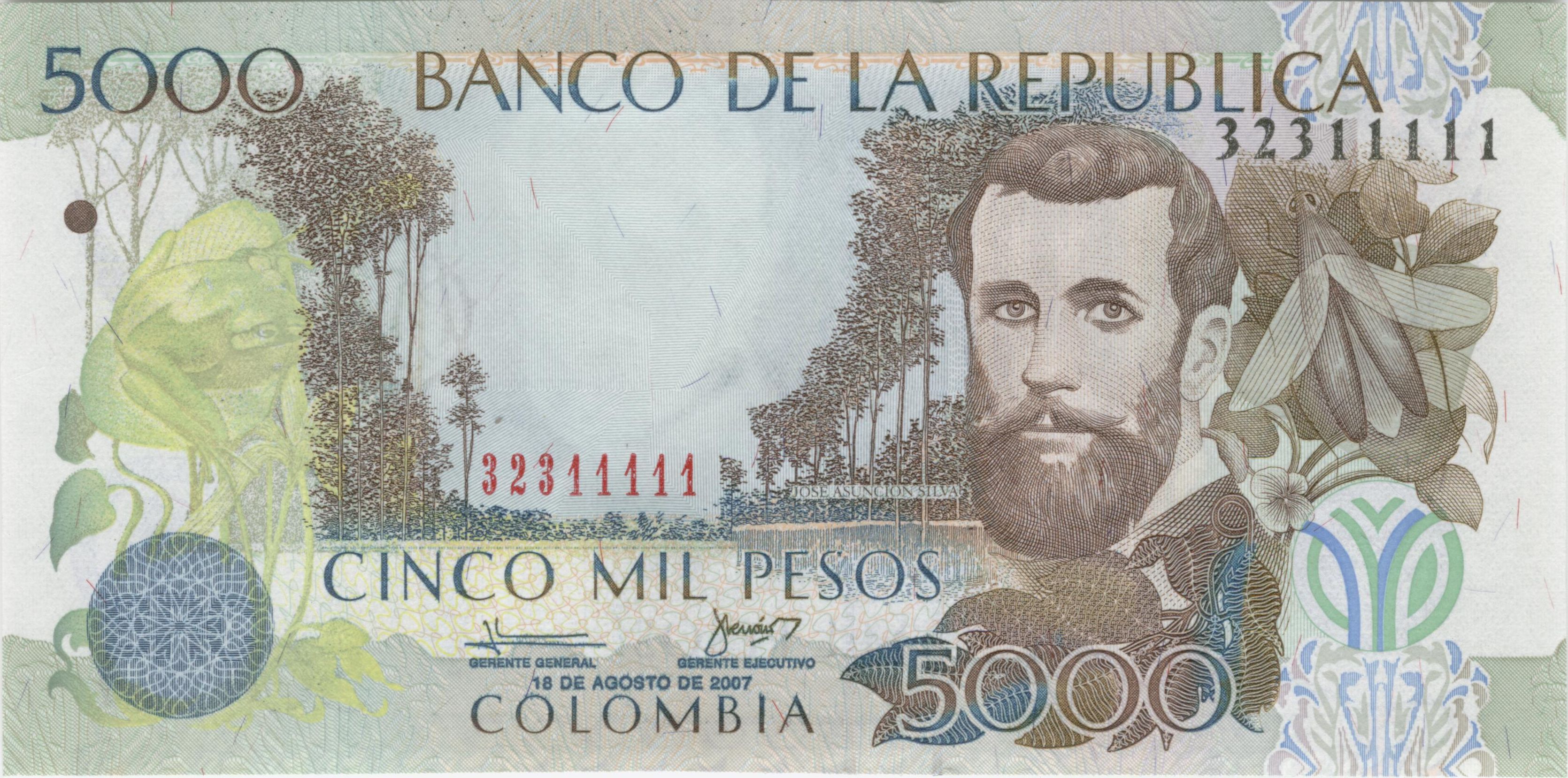 Silva on the 5,000 Pesos bill
